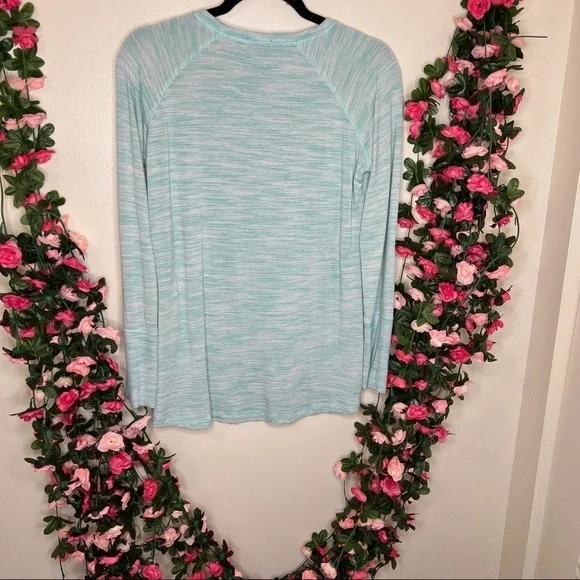 Champion Teal Aqua Blue Long Sleeve Athletic Shirt Womens Small Casual - Picture 2 of 8